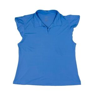 X by Gottex Golf Polo Shirt Womens XL Blue Athletic Performance Moisture Wicking